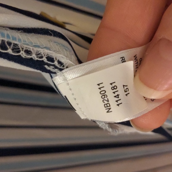 Spense Mandarin Collar Striped Button Up Shirt Blue White Size S - Picture 10 of 10